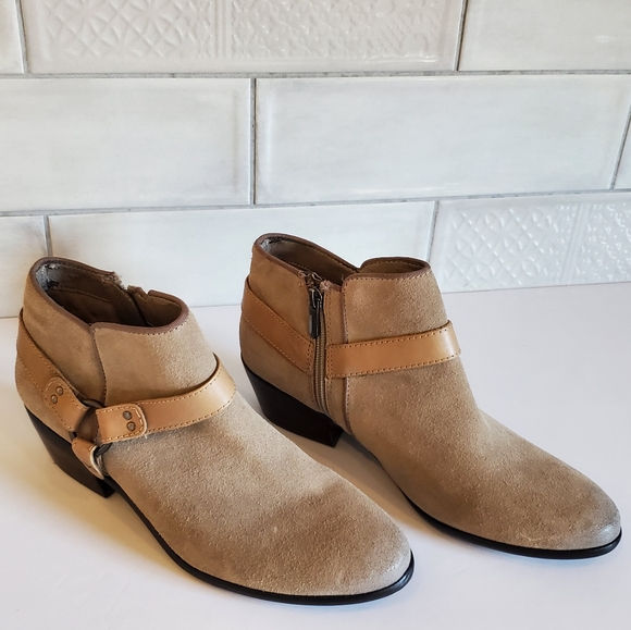 NWOT Sam Edelman 9 Phoenix Tan Leather Suede Harness Western Casual Ankle Bootie - Picture 4 of 7